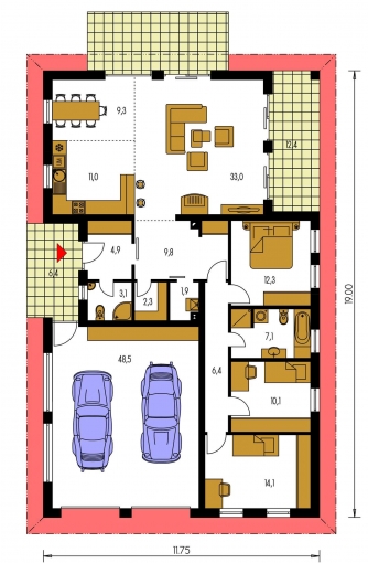 Floor plan of ground floor - BUNGALOW 44